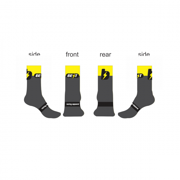 Grey/Yellow 6” Compression Tech Crew Socks
